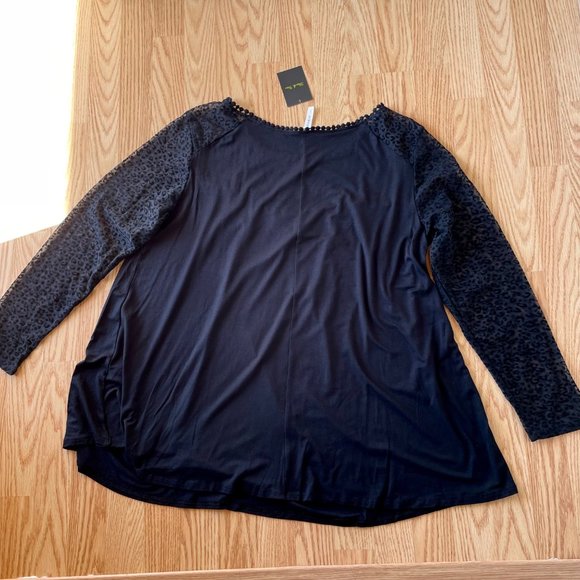Animal Print Mesh Swing Tunic Womens Tunic Top 2X Black New in Package - Picture 5 of 9